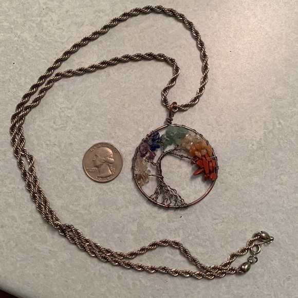 Tree of Life Wire Wrap Necklace - Rainbow - Picture 3 of 3